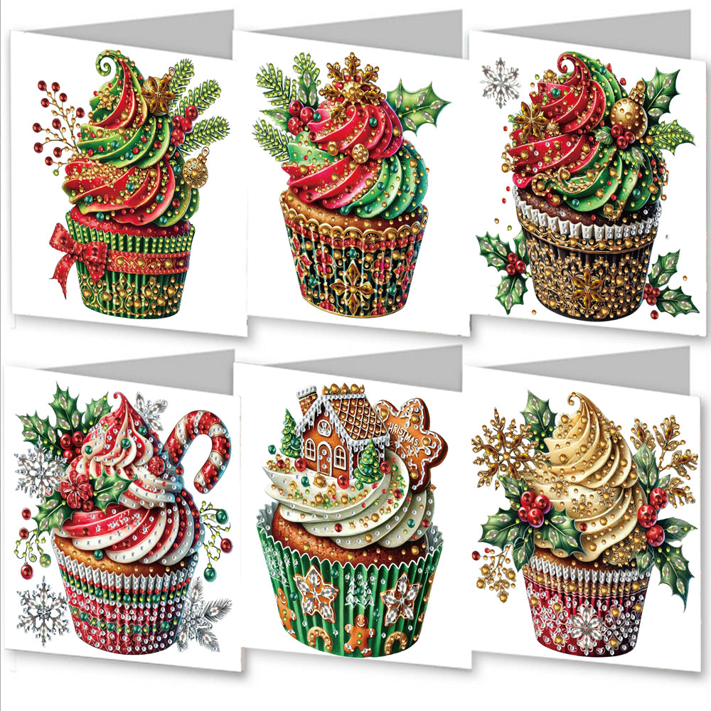 6PCS DIY Diamond Art Greeting Cards Xmas Pattern Congratulations Cards & Gifts