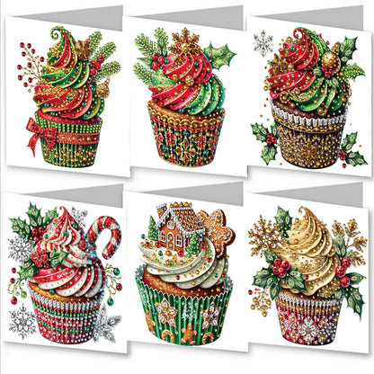 6PCS DIY Diamond Art Greeting Cards Xmas Pattern Congratulations Cards & Gifts