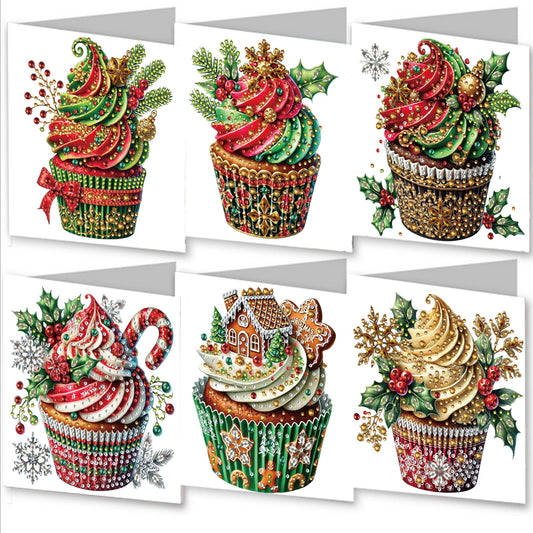 6PCS DIY Diamond Art Greeting Cards Xmas Pattern Congratulations Cards & Gifts