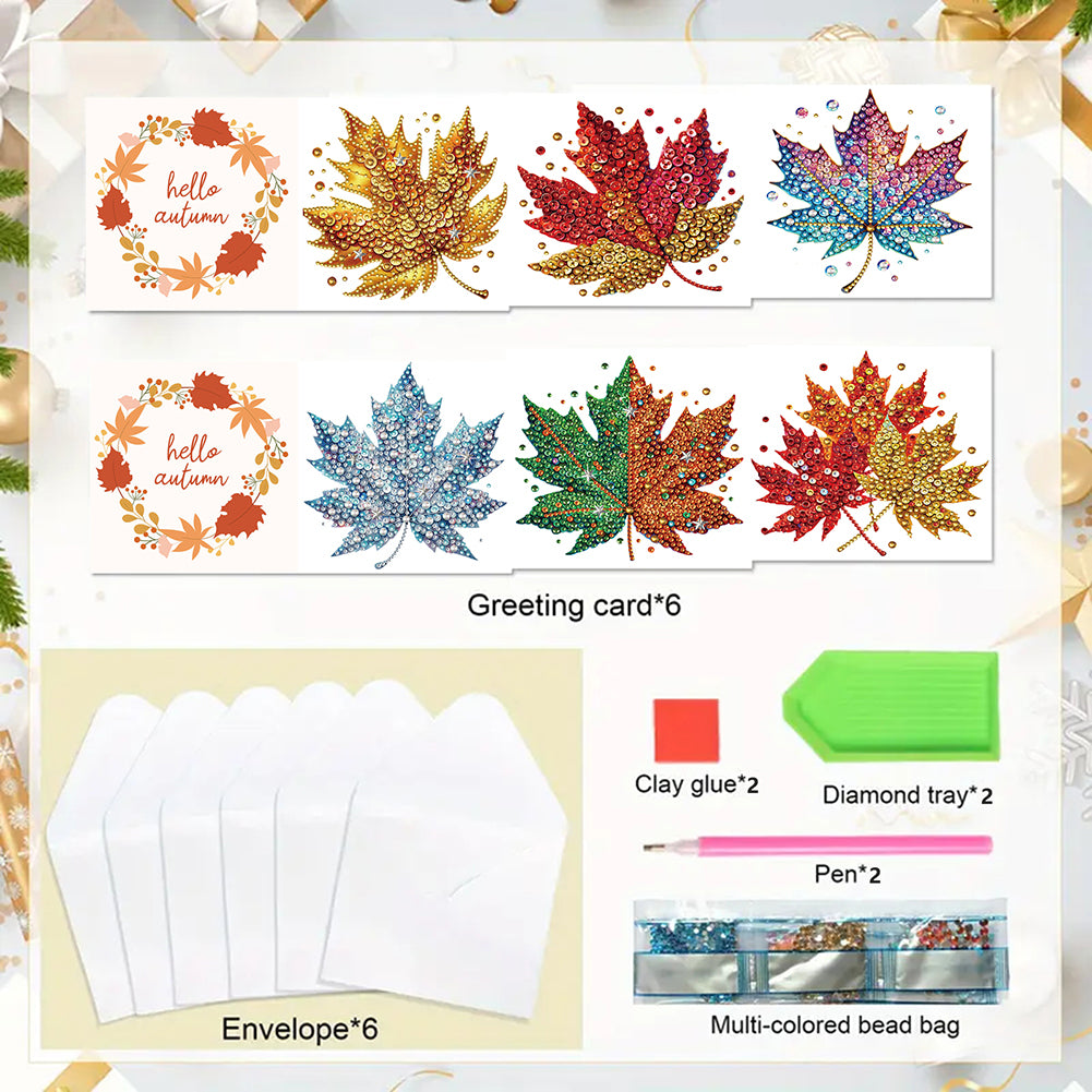 6PCS DIY Diamond Art Greeting Cards Xmas Pattern Congratulations Cards & Gifts