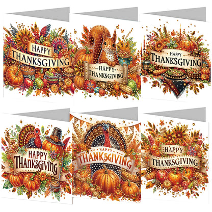6PCS DIY Diamond Art Greeting Cards Xmas Pattern Congratulations Cards & Gifts