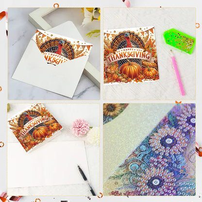 6PCS DIY Diamond Art Greeting Cards Xmas Pattern Congratulations Cards & Gifts