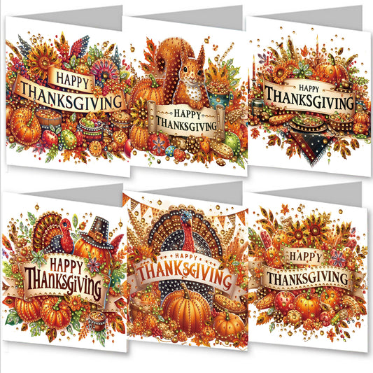 6PCS DIY Diamond Art Greeting Cards Xmas Pattern Congratulations Cards & Gifts