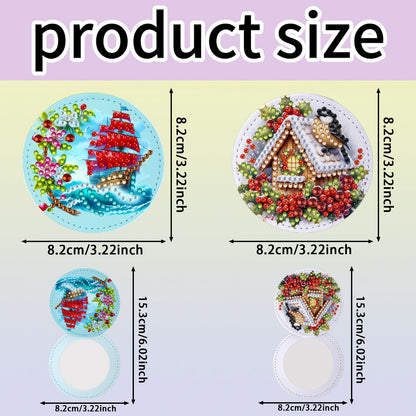DIY Diamond Art Portable Cosmetic Mirror Diamond Painting Crafts for Home Office