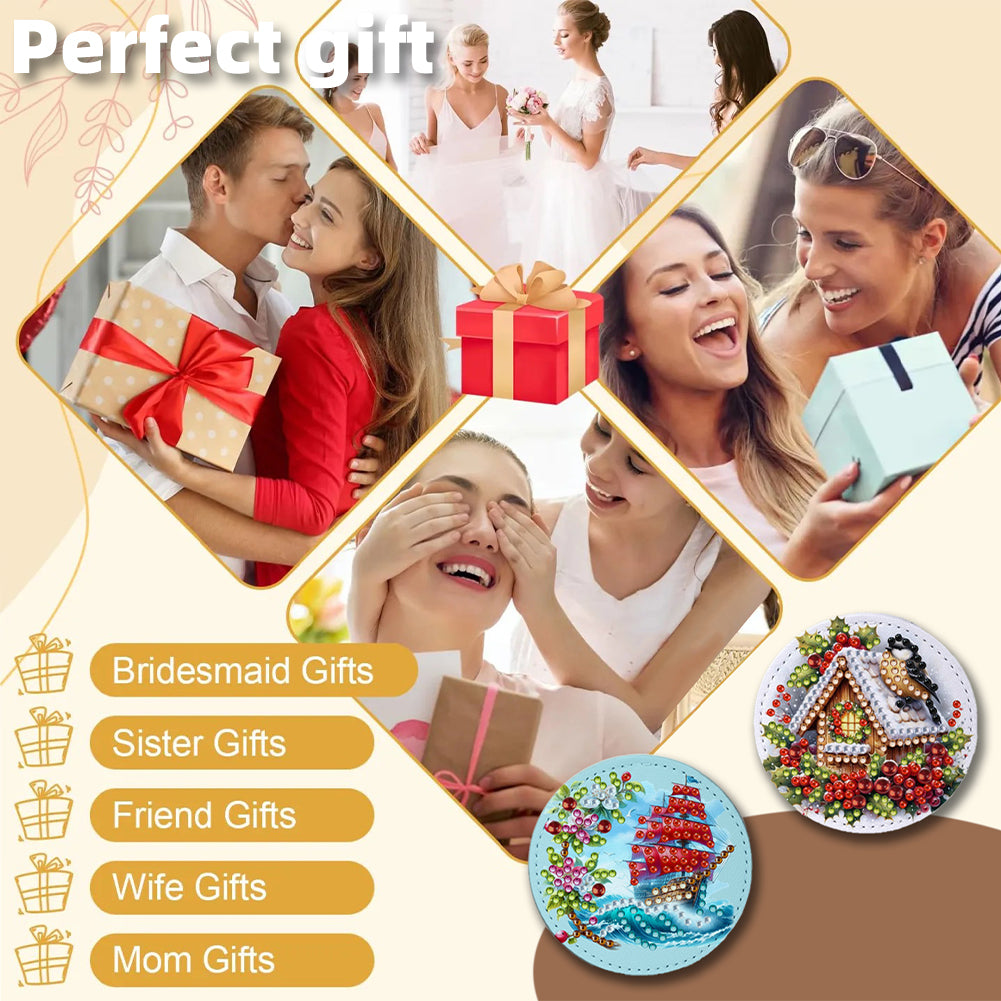 DIY Diamond Art Portable Cosmetic Mirror Diamond Painting Crafts for Home Office