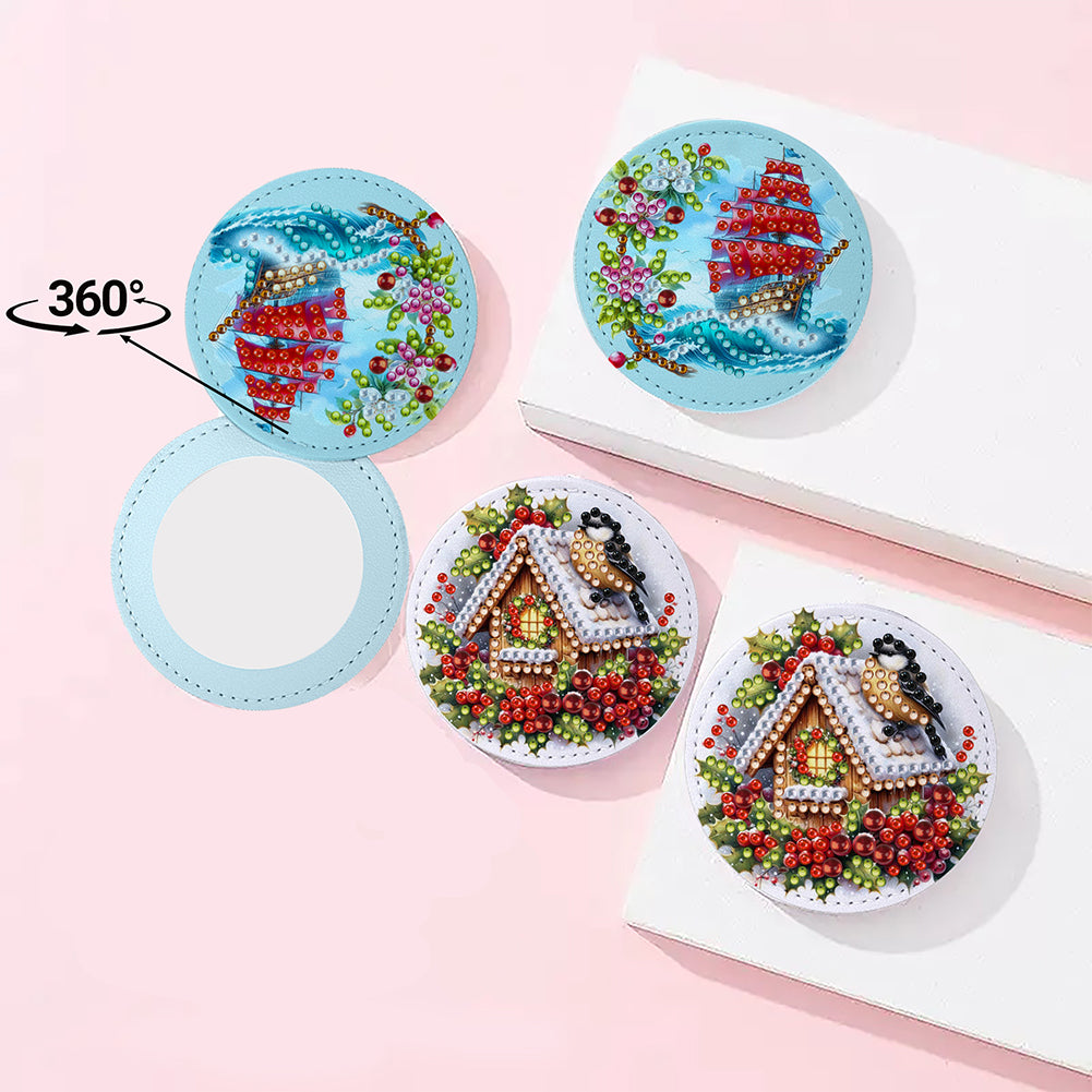 DIY Diamond Art Portable Cosmetic Mirror Diamond Painting Crafts for Home Office