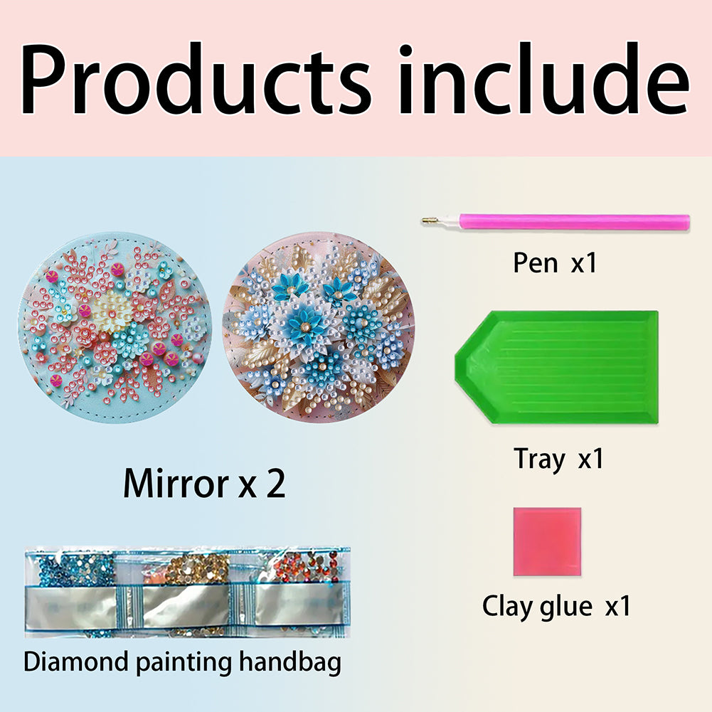 DIY Diamond Art Portable Cosmetic Mirror Diamond Painting Crafts for Home Office