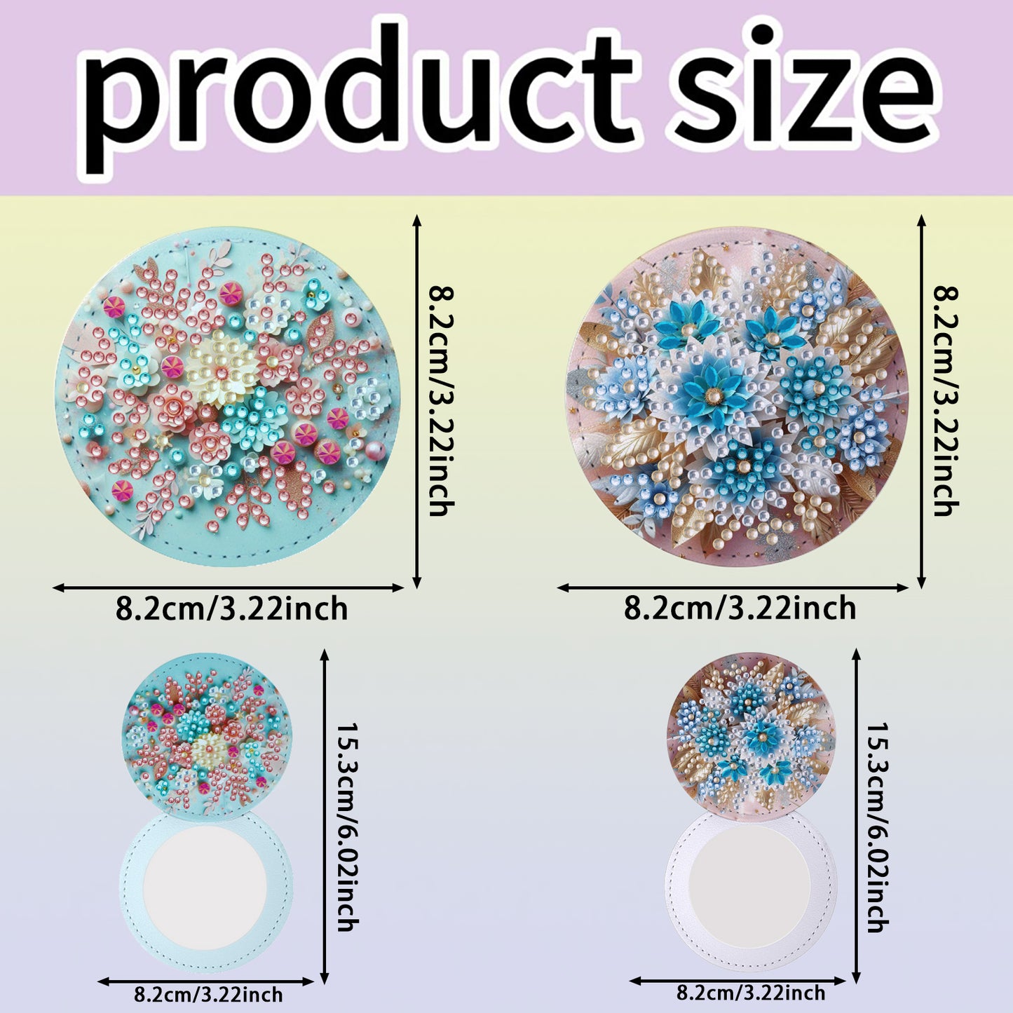 DIY Diamond Art Portable Cosmetic Mirror Diamond Painting Crafts for Home Office