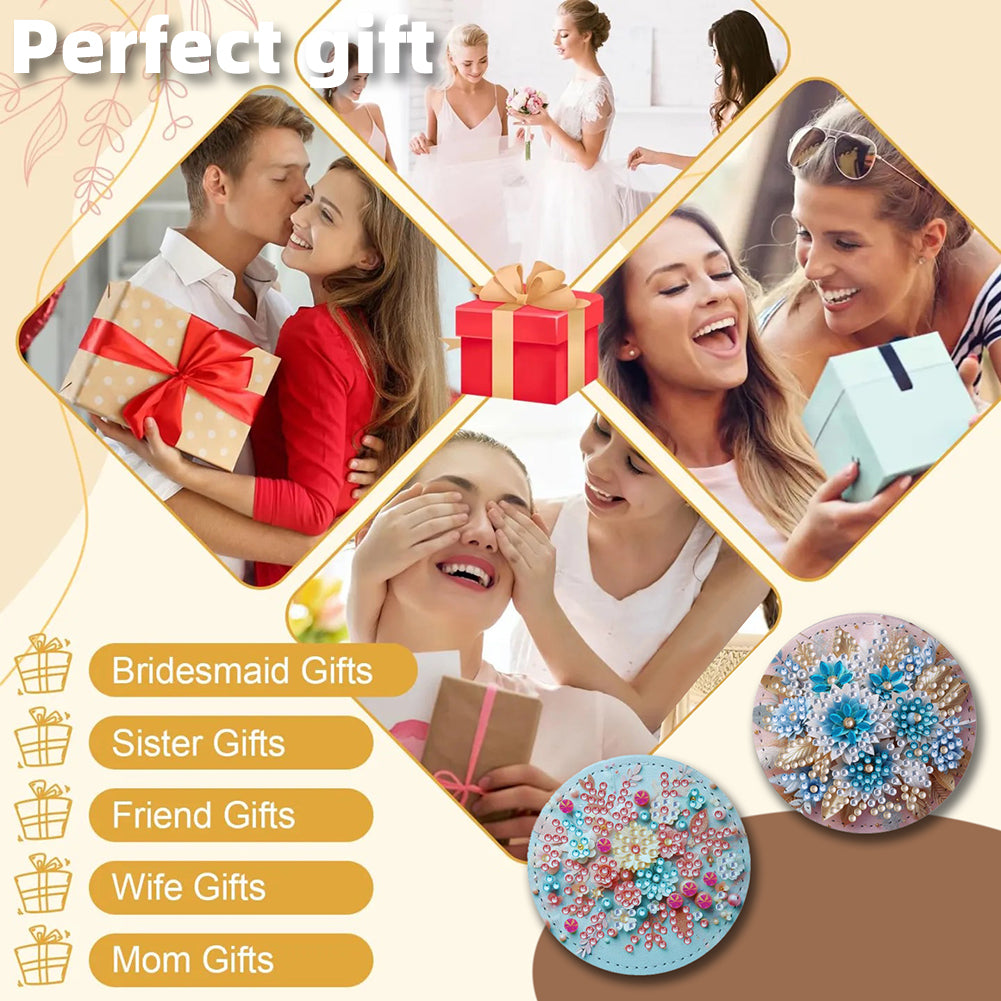 DIY Diamond Art Portable Cosmetic Mirror Diamond Painting Crafts for Home Office