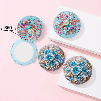 DIY Diamond Art Portable Cosmetic Mirror Diamond Painting Crafts for Home Office
