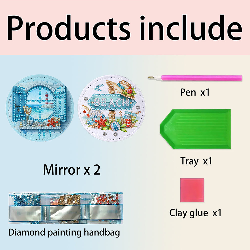 DIY Diamond Art Portable Cosmetic Mirror Diamond Painting Crafts for Home Office