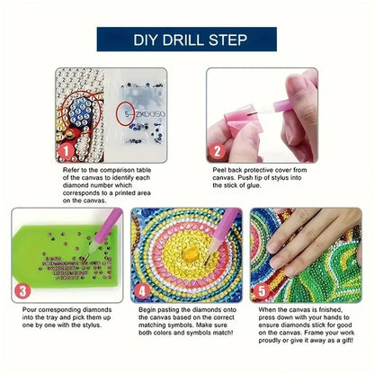 DIY Diamond Art Portable Cosmetic Mirror Diamond Painting Crafts for Home Office