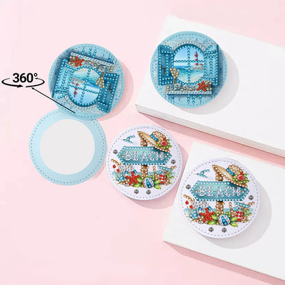DIY Diamond Art Portable Cosmetic Mirror Diamond Painting Crafts for Home Office
