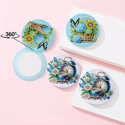 DIY Diamond Art Portable Cosmetic Mirror Diamond Painting Crafts for Home Office