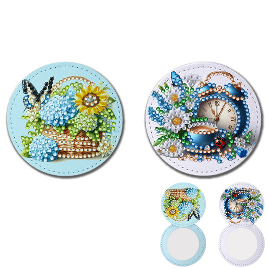 DIY Diamond Art Portable Cosmetic Mirror Diamond Painting Crafts for Home Office
