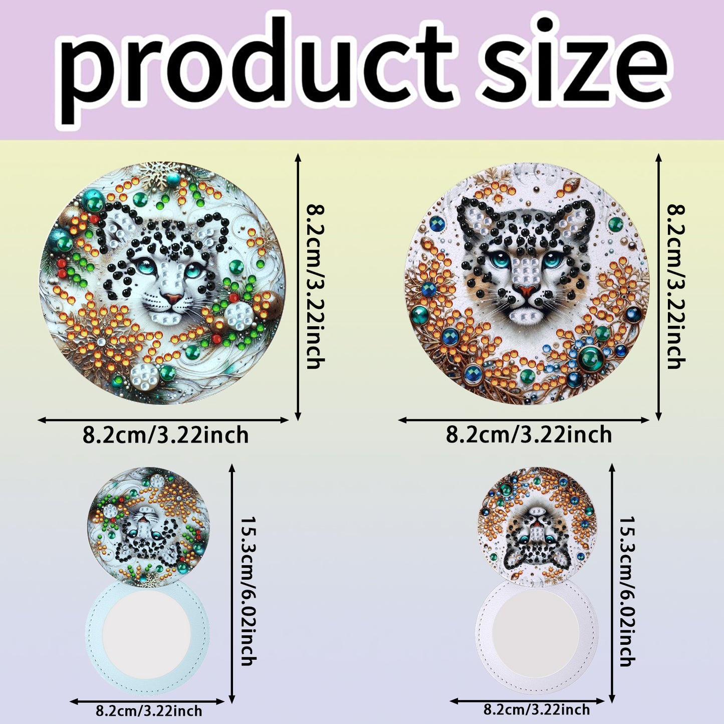 DIY Diamond Art Portable Cosmetic Mirror Diamond Painting Crafts for Home Office