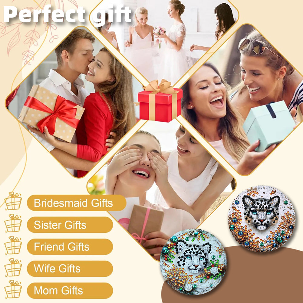 DIY Diamond Art Portable Cosmetic Mirror Diamond Painting Crafts for Home Office