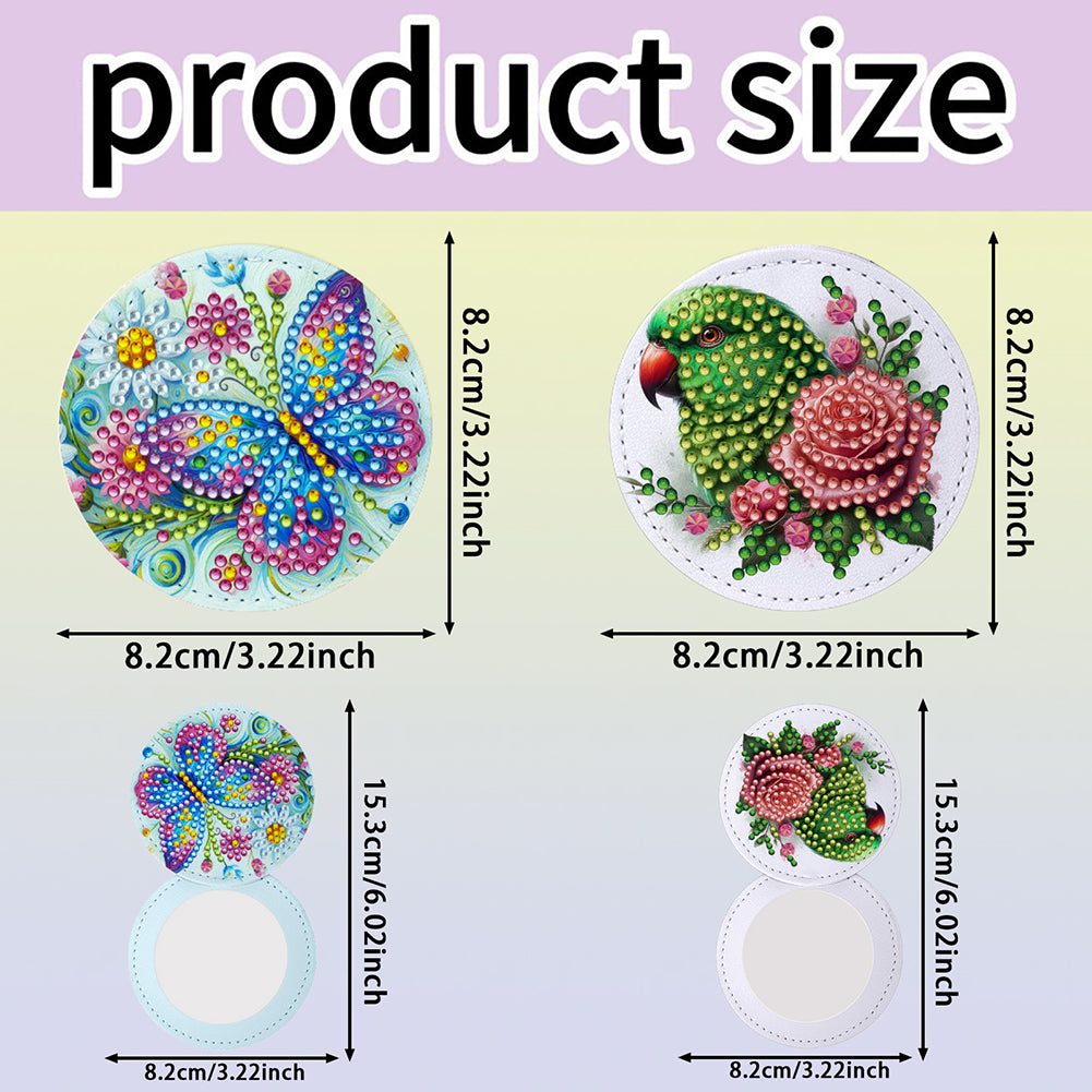 DIY Diamond Art Portable Cosmetic Mirror Diamond Painting Crafts for Home Office