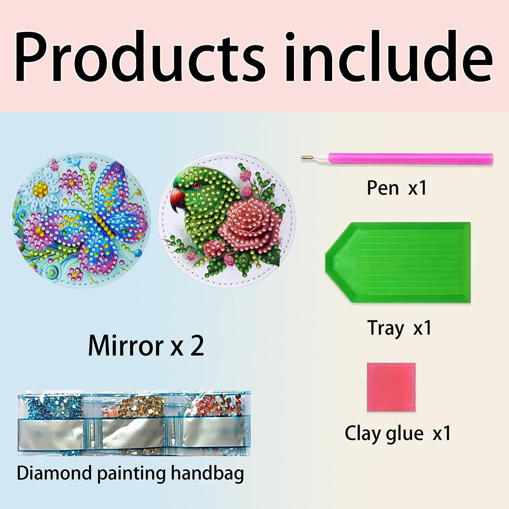 DIY Diamond Art Portable Cosmetic Mirror Diamond Painting Crafts for Home Office