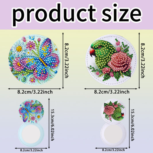 DIY Diamond Art Portable Cosmetic Mirror Diamond Painting Crafts for Home Office