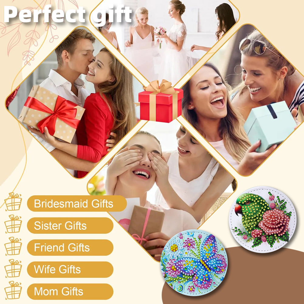 DIY Diamond Art Portable Cosmetic Mirror Diamond Painting Crafts for Home Office