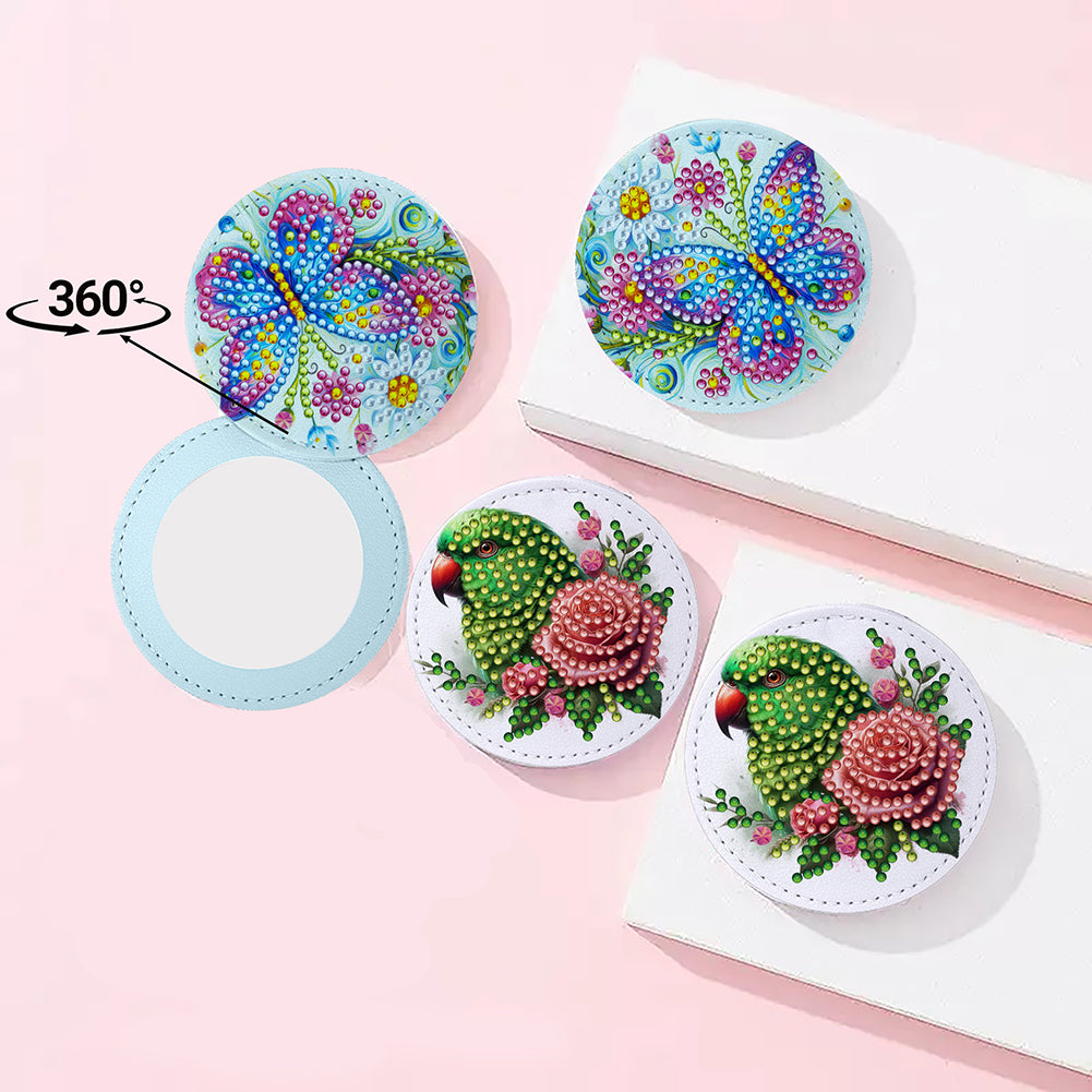 DIY Diamond Art Portable Cosmetic Mirror Diamond Painting Crafts for Home Office