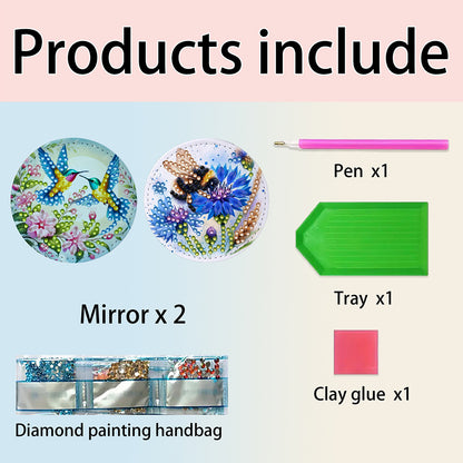 DIY Diamond Art Portable Cosmetic Mirror Diamond Painting Crafts for Home Office