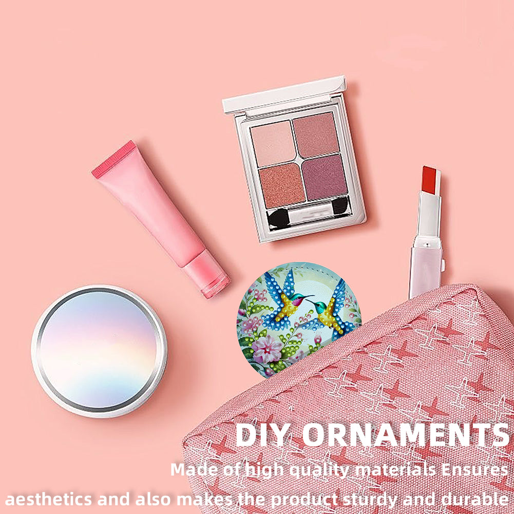 DIY Diamond Art Portable Cosmetic Mirror Diamond Painting Crafts for Home Office