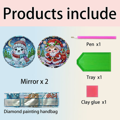 DIY Diamond Art Portable Cosmetic Mirror Diamond Painting Crafts for Home Office