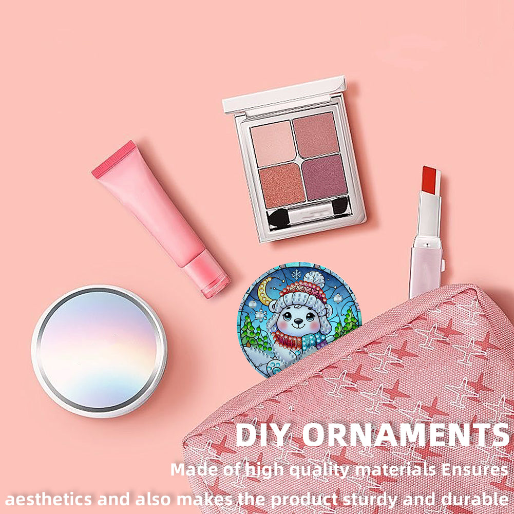 DIY Diamond Art Portable Cosmetic Mirror Diamond Painting Crafts for Home Office