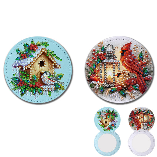 DIY Diamond Art Portable Cosmetic Mirror Diamond Painting Crafts for Home Office