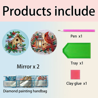 DIY Diamond Art Portable Cosmetic Mirror Diamond Painting Crafts for Home Office