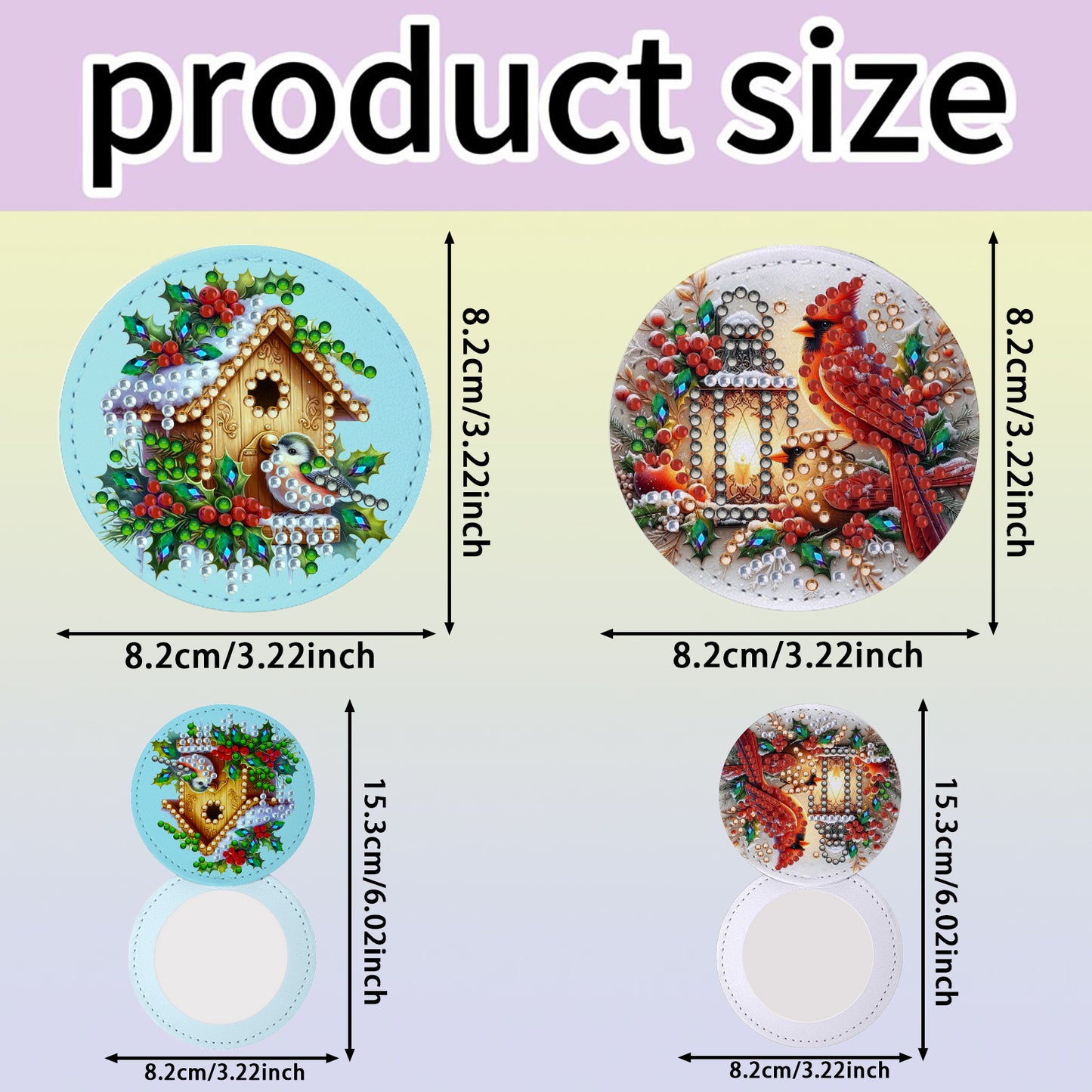 DIY Diamond Art Portable Cosmetic Mirror Diamond Painting Crafts for Home Office