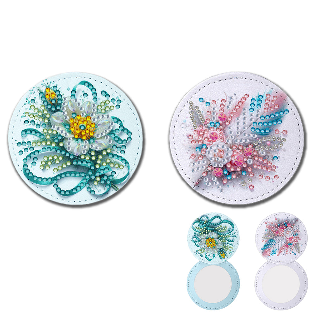 DIY Diamond Art Portable Cosmetic Mirror Diamond Painting Crafts for Home Office