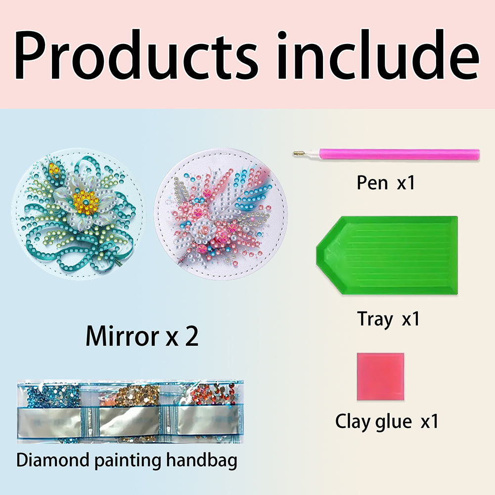 DIY Diamond Art Portable Cosmetic Mirror Diamond Painting Crafts for Home Office