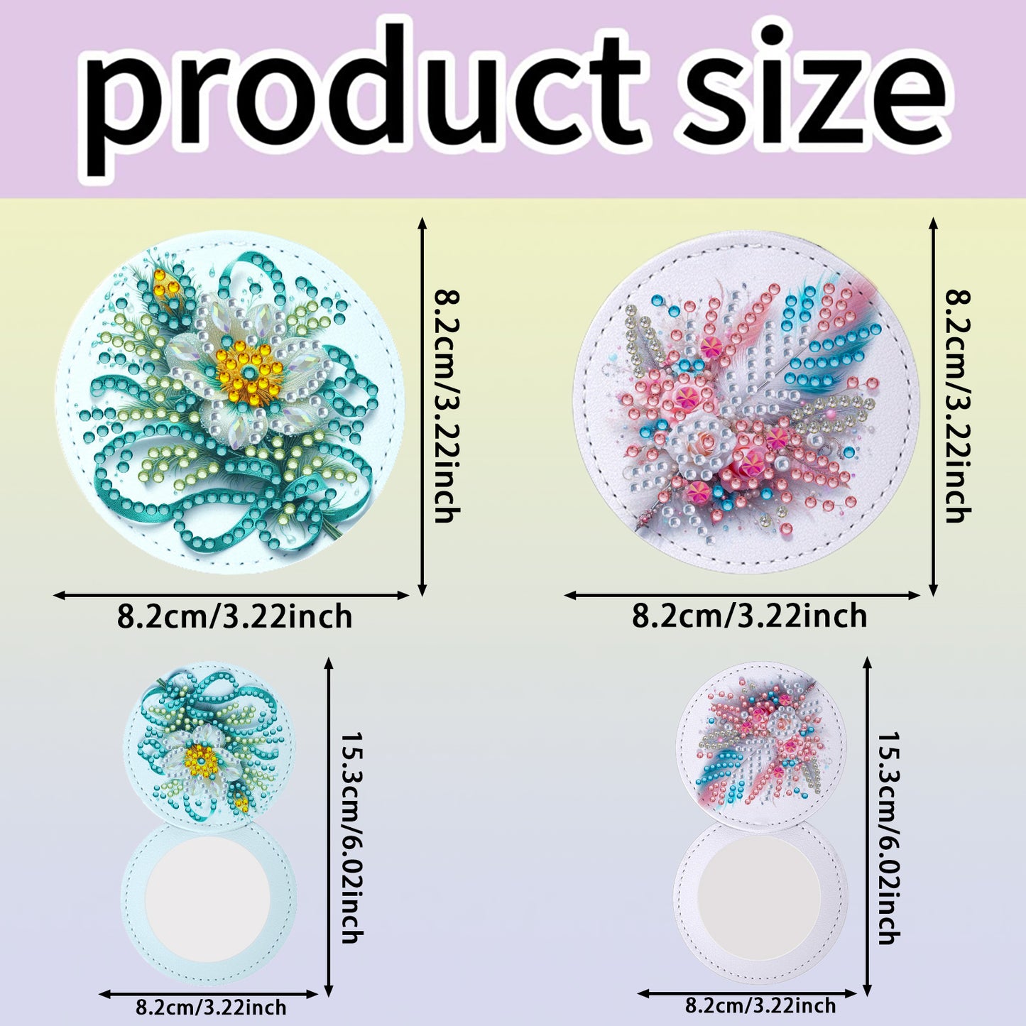 DIY Diamond Art Portable Cosmetic Mirror Diamond Painting Crafts for Home Office