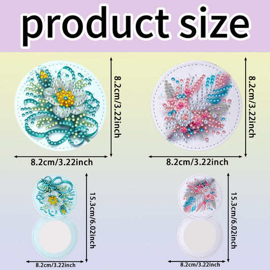 DIY Diamond Art Portable Cosmetic Mirror Diamond Painting Crafts for Home Office