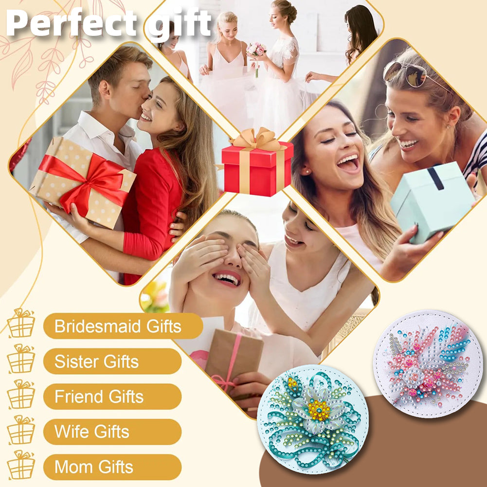 DIY Diamond Art Portable Cosmetic Mirror Diamond Painting Crafts for Home Office