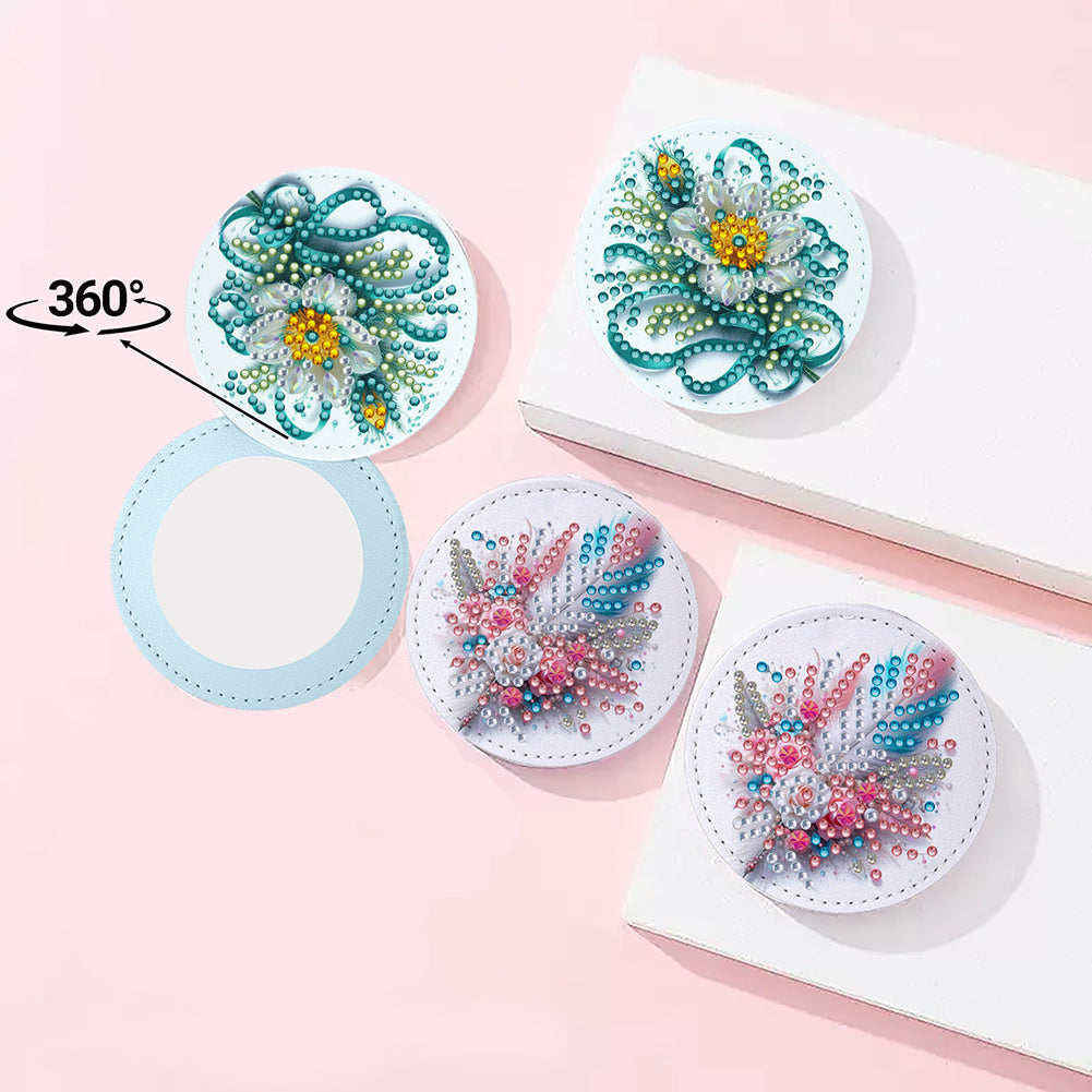 DIY Diamond Art Portable Cosmetic Mirror Diamond Painting Crafts for Home Office