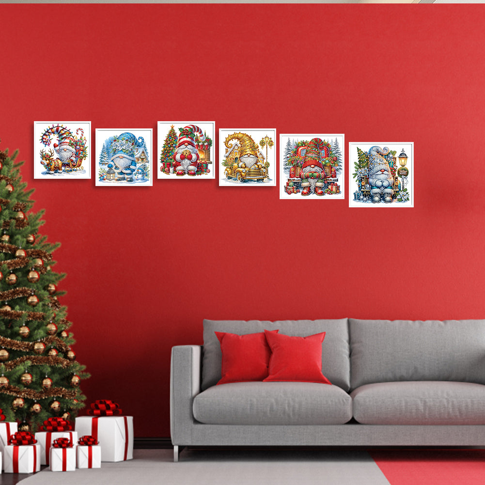 6Pcs Christmas Gnome - Special Shaped Drill Diamond Painting 30*30CM