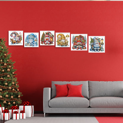 6Pcs Christmas Gnome - Special Shaped Drill Diamond Painting 30*30CM