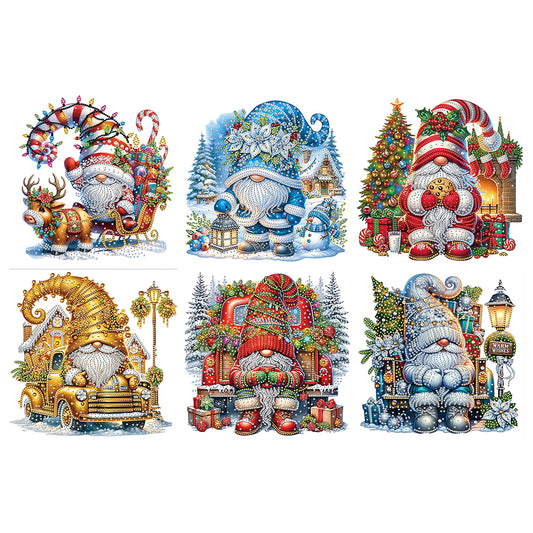 6Pcs Christmas Gnome - Special Shaped Drill Diamond Painting 30*30CM