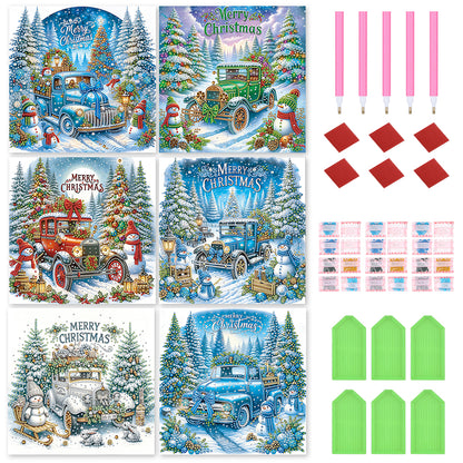 6Pcs Christmas Car - Special Shaped Drill Diamond Painting 30*30CM