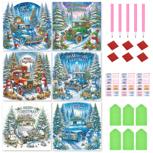 6Pcs Christmas Car - Special Shaped Drill Diamond Painting 30*30CM