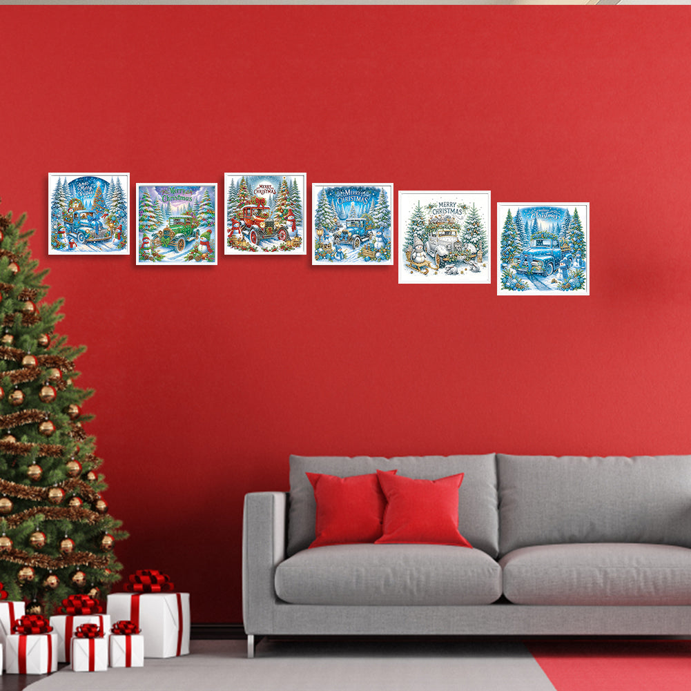 6Pcs Christmas Car - Special Shaped Drill Diamond Painting 30*30CM