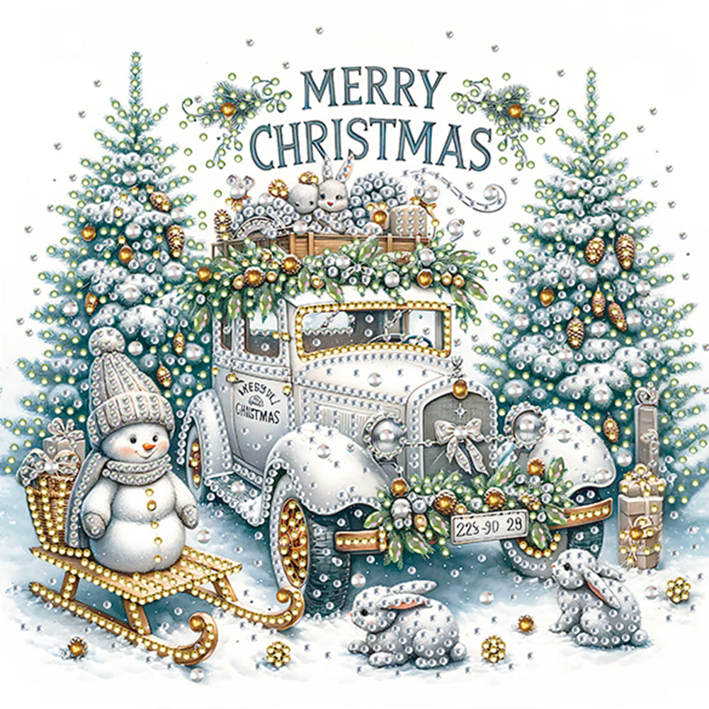 6Pcs Christmas Car - Special Shaped Drill Diamond Painting 30*30CM
