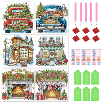 6Pcs Christmas - Special Shaped Drill Diamond Painting 30*30CM