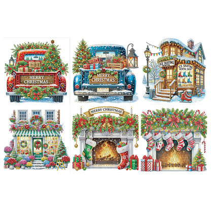 6Pcs Christmas - Special Shaped Drill Diamond Painting 30*30CM