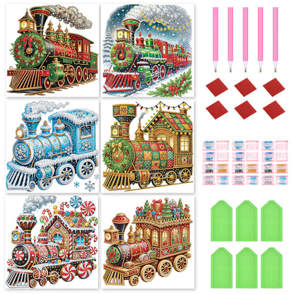 6Pcs Christmas Train - Special Shaped Drill Diamond Painting 30*30CM
