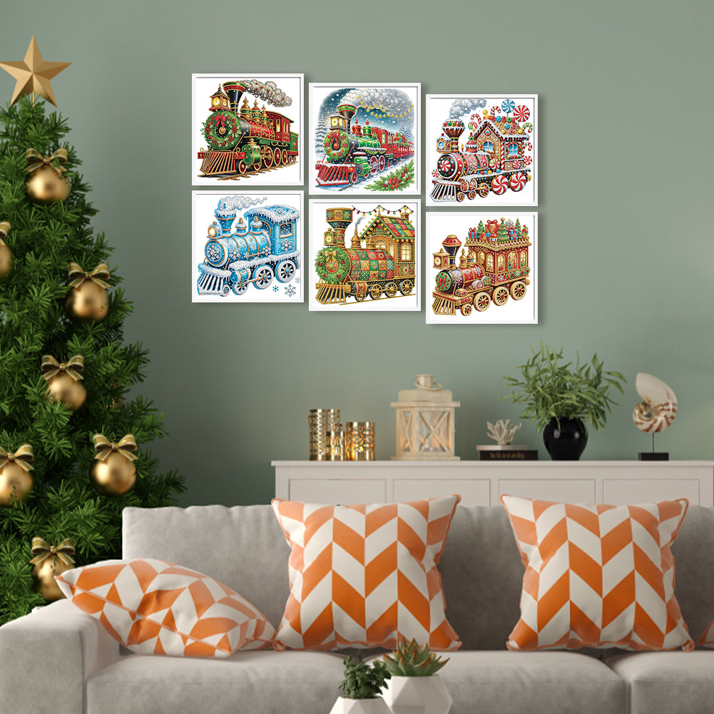 6Pcs Christmas Train - Special Shaped Drill Diamond Painting 30*30CM